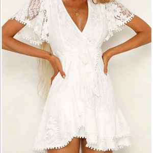 Saints and secrets white lace dress